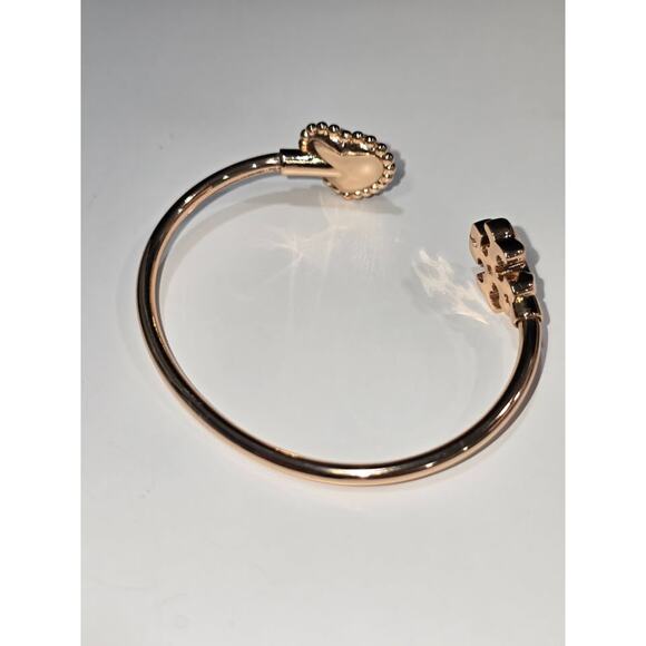 Tory Burch Roxanne Mother-of-Pearl & Gold Logo Open Cuff Bracelet NWOT - Picture 3 of 6